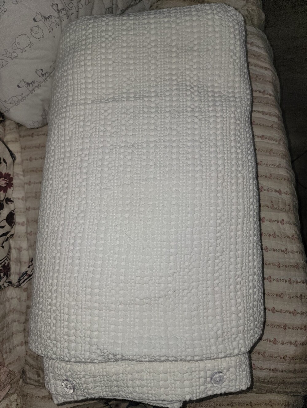 Pottery Barn King Sz White Textured Waffle Knit Duvet Cover